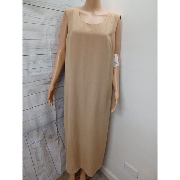 Vtg R. M. Richards Beige Dress Sz 16 Sleeveless Tie Back New With Tags NWT - Picture 1 of 9